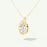 0.5-2 CT Oval Lab-Grown Diamond Solitaire & Bezel Necklace