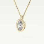 Elegant 2 TCW Oval Lab-Grown Diamond Solitaire & Bezel Necklace