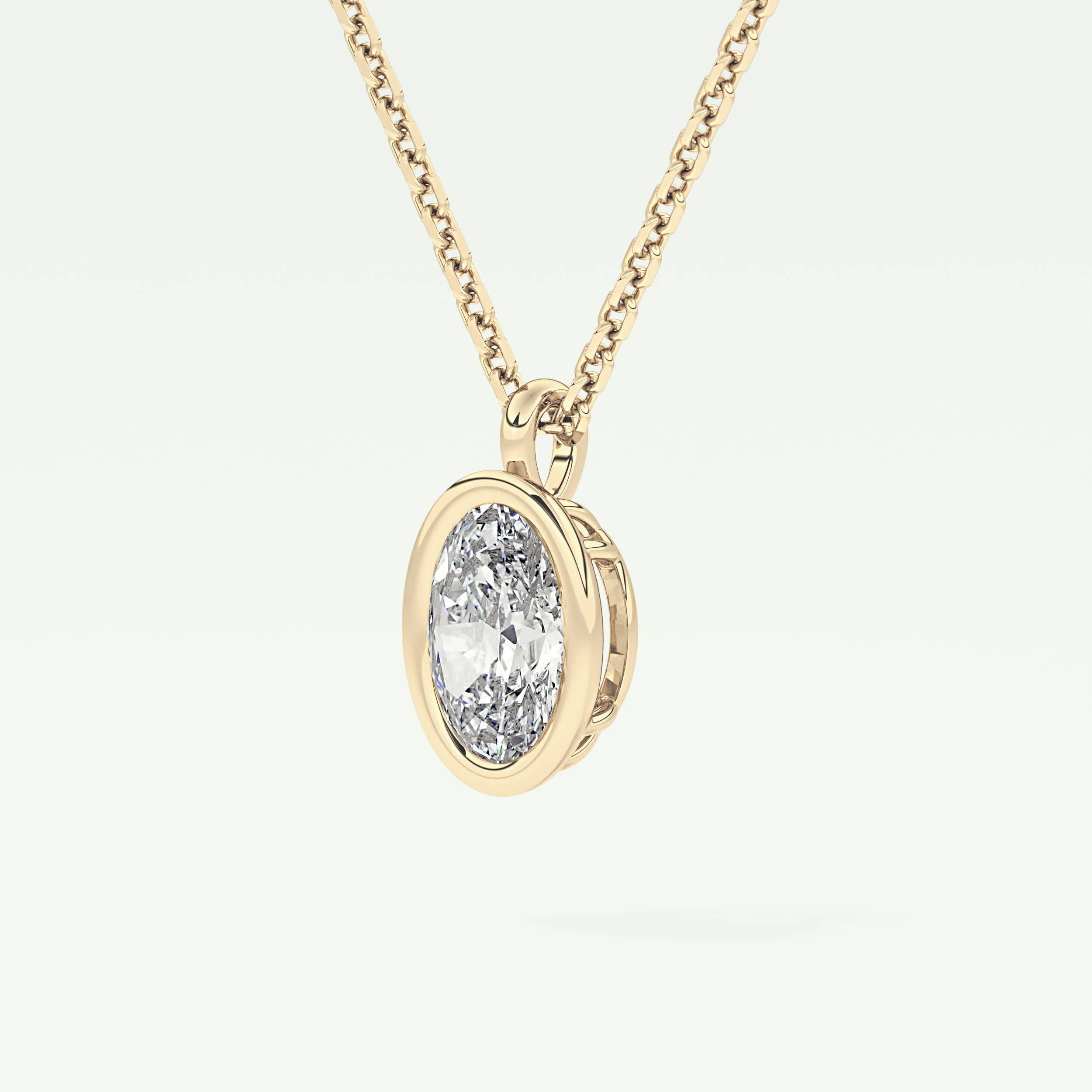 Elegant 2 TCW Oval Lab-Grown Diamond Solitaire & Bezel Necklace