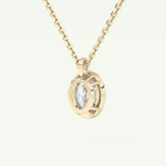Elegant 2 TCW Oval Lab-Grown Diamond Solitaire & Bezel Necklace