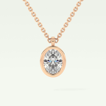Elegant 2 TCW Oval Lab-Grown Diamond Solitaire & Bezel Necklace