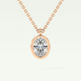 Elegant 2 TCW Oval Lab-Grown Diamond Solitaire & Bezel Necklace