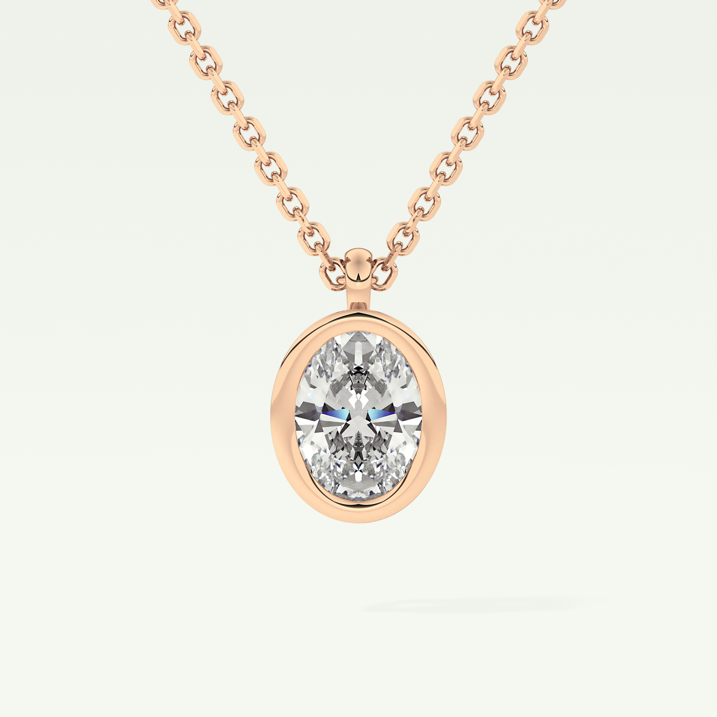 Elegant 2 TCW Oval Lab-Grown Diamond Solitaire & Bezel Necklace