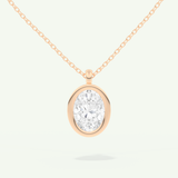 0.5-2 CT Oval Lab-Grown Diamond Solitaire & Bezel Necklace