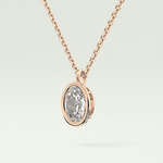 Elegant 2 TCW Oval Lab-Grown Diamond Solitaire & Bezel Necklace
