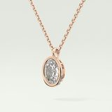 Elegant 2 TCW Oval Lab-Grown Diamond Solitaire & Bezel Necklace