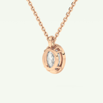 Elegant 2 TCW Oval Lab-Grown Diamond Solitaire & Bezel Necklace