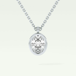 Elegant 2 TCW Oval Lab-Grown Diamond Solitaire & Bezel Necklace