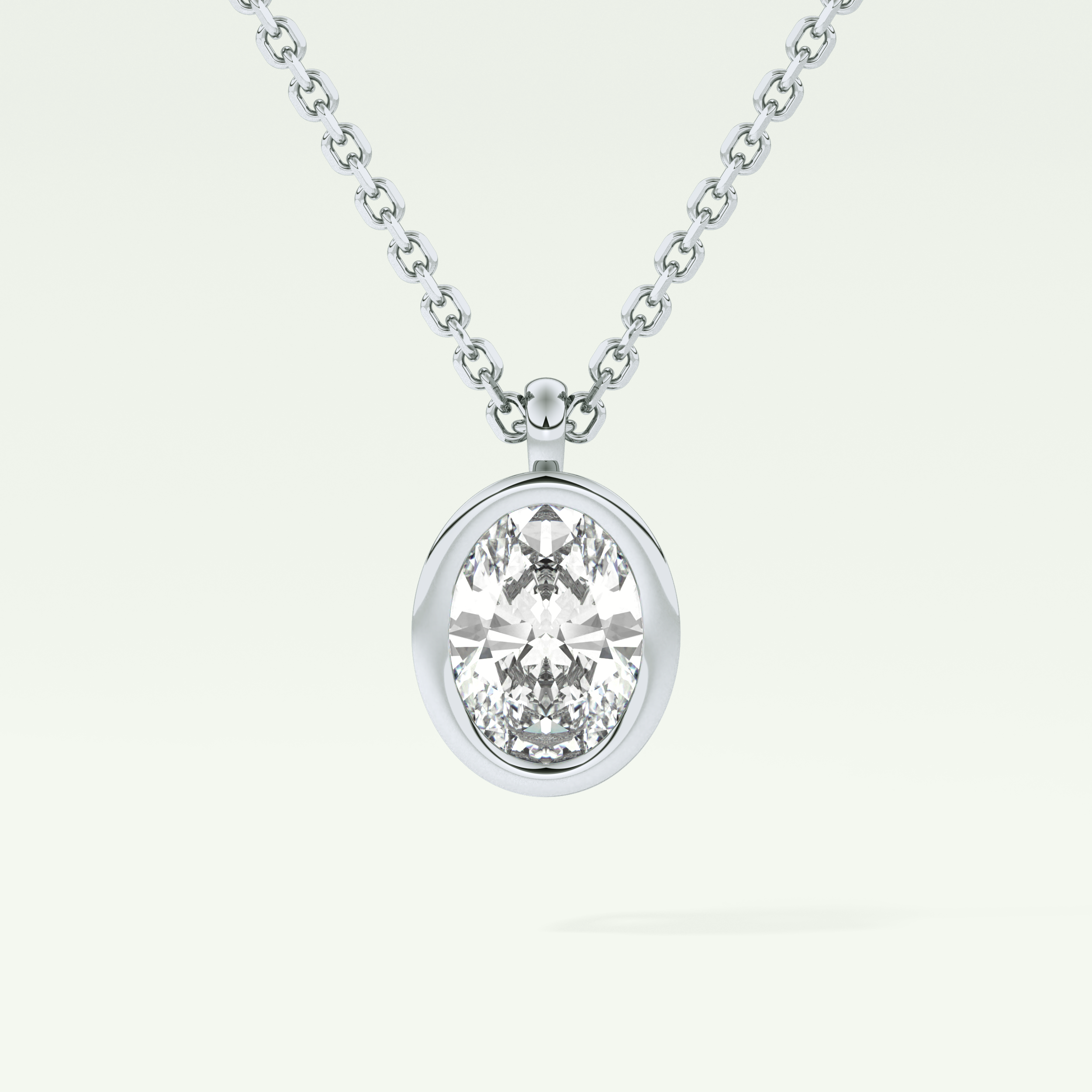 Elegant 2 TCW Oval Lab-Grown Diamond Solitaire & Bezel Necklace