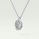 Elegant 2 TCW Oval Lab-Grown Diamond Solitaire & Bezel Necklace