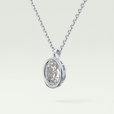 Elegant 2 TCW Oval Lab-Grown Diamond Solitaire & Bezel Necklace