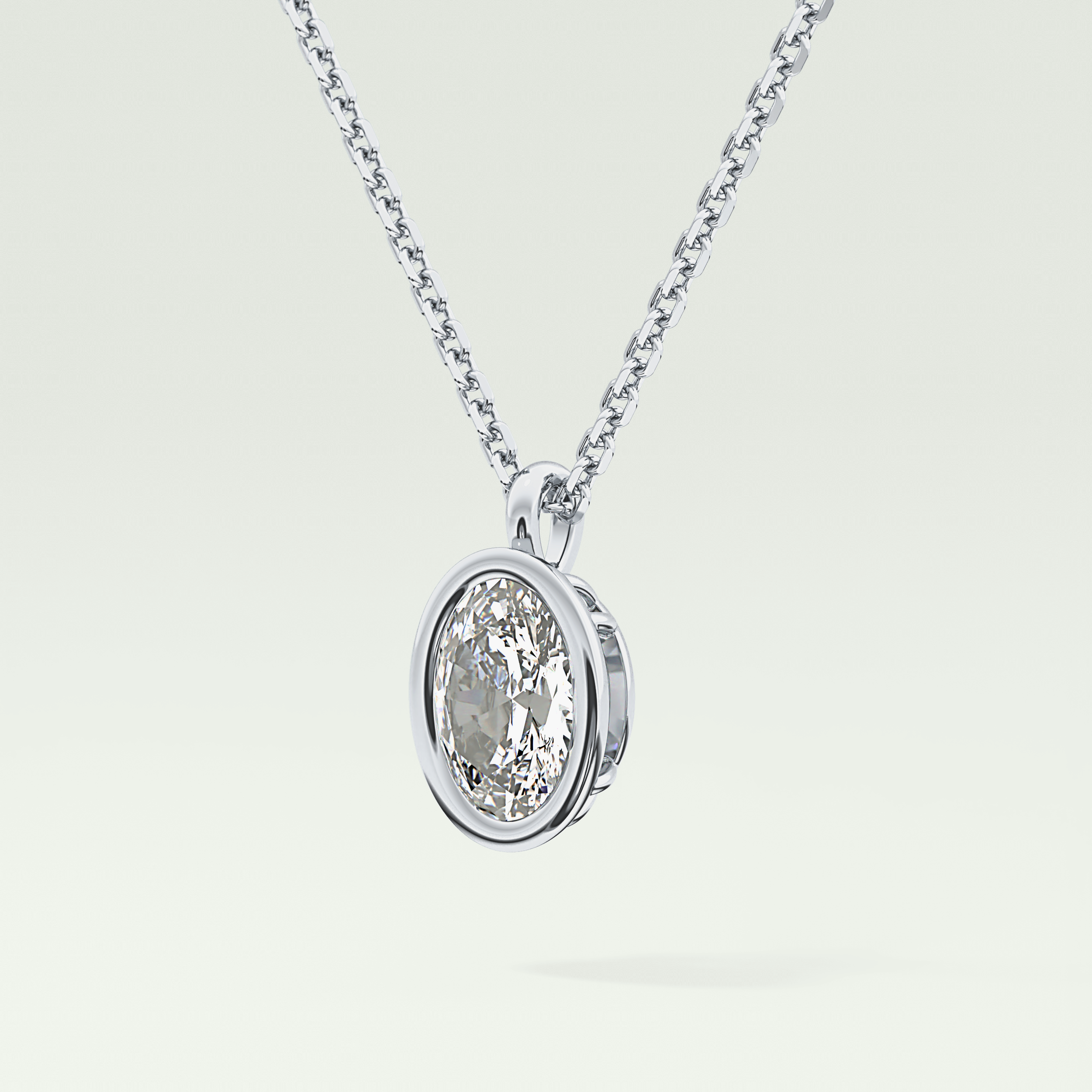 Elegant 2 TCW Oval Lab-Grown Diamond Solitaire & Bezel Necklace