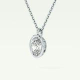 Elegant 2 TCW Oval Lab-Grown Diamond Solitaire & Bezel Necklace