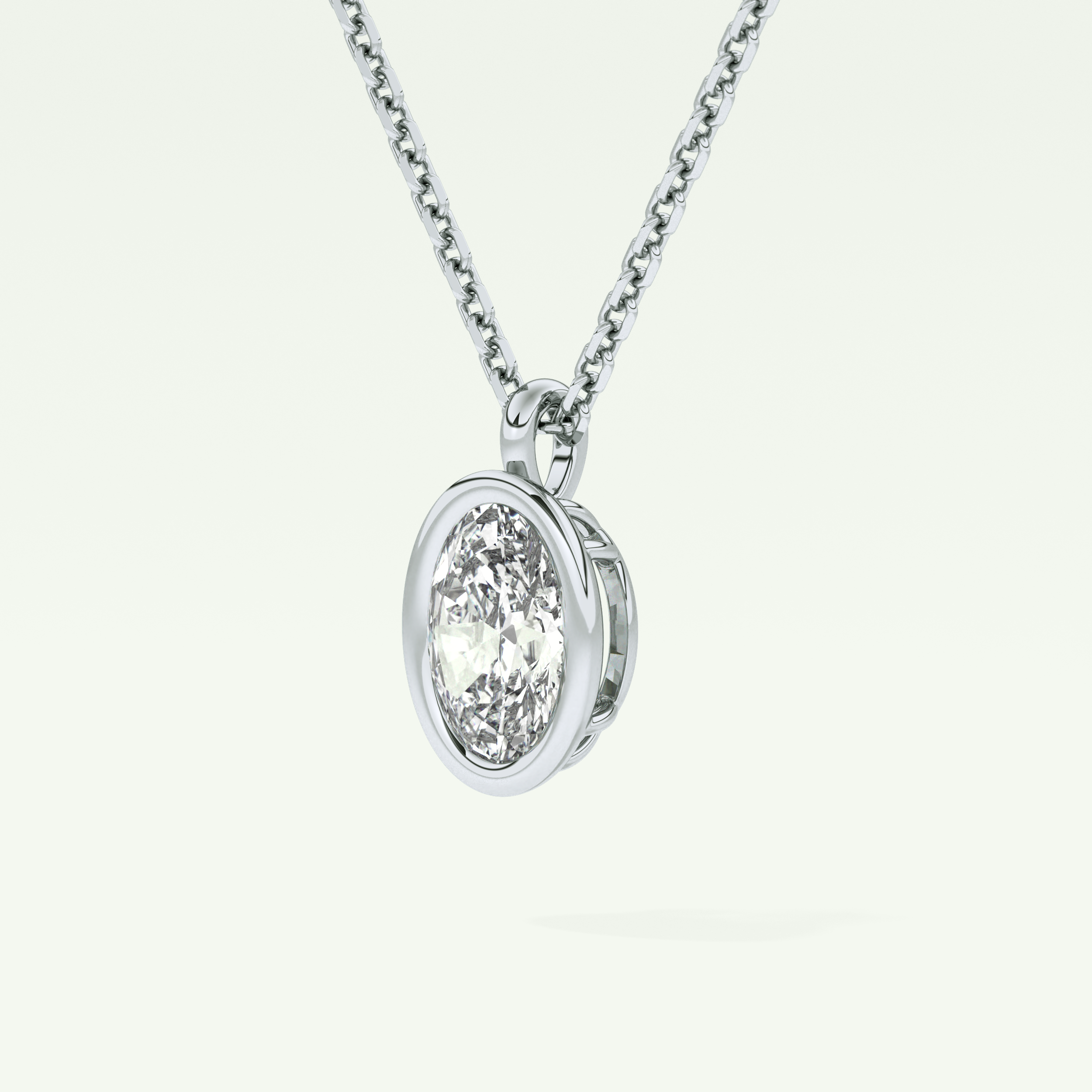 Elegant 2 TCW Oval Lab-Grown Diamond Solitaire & Bezel Necklace