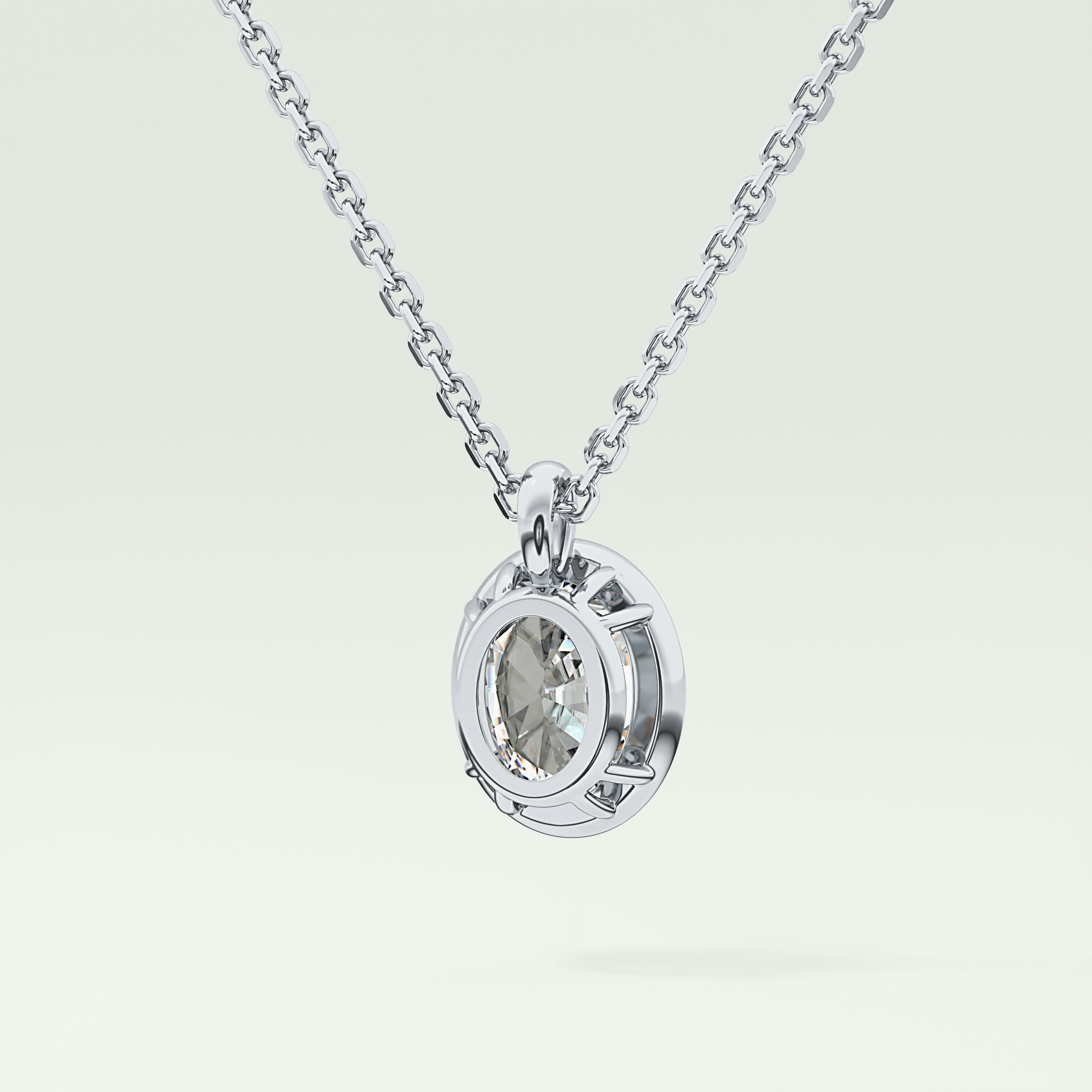 Elegant 2 TCW Oval Lab-Grown Diamond Solitaire & Bezel Necklace