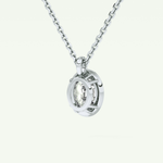 Elegant 2 TCW Oval Lab-Grown Diamond Solitaire & Bezel Necklace