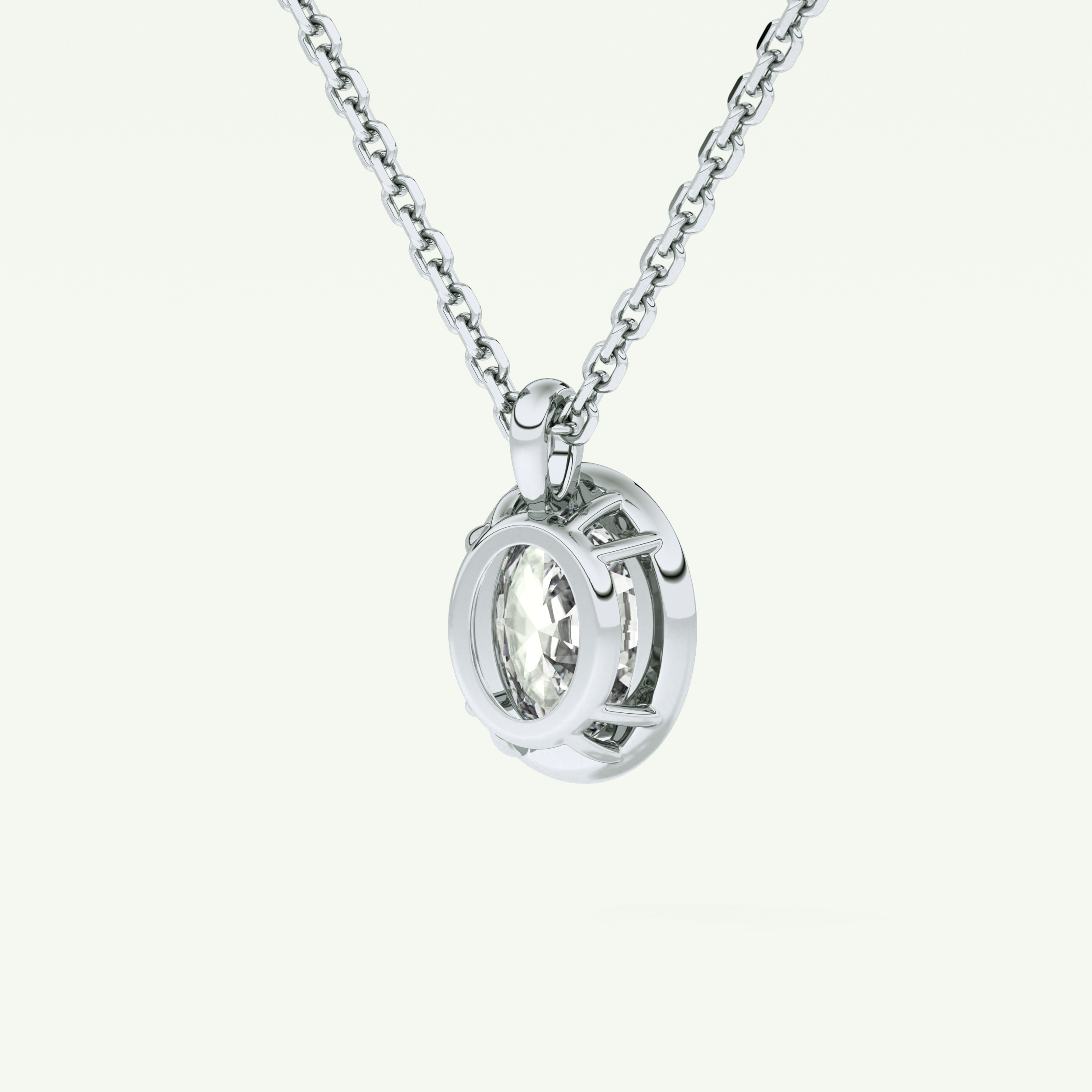 Elegant 2 TCW Oval Lab-Grown Diamond Solitaire & Bezel Necklace