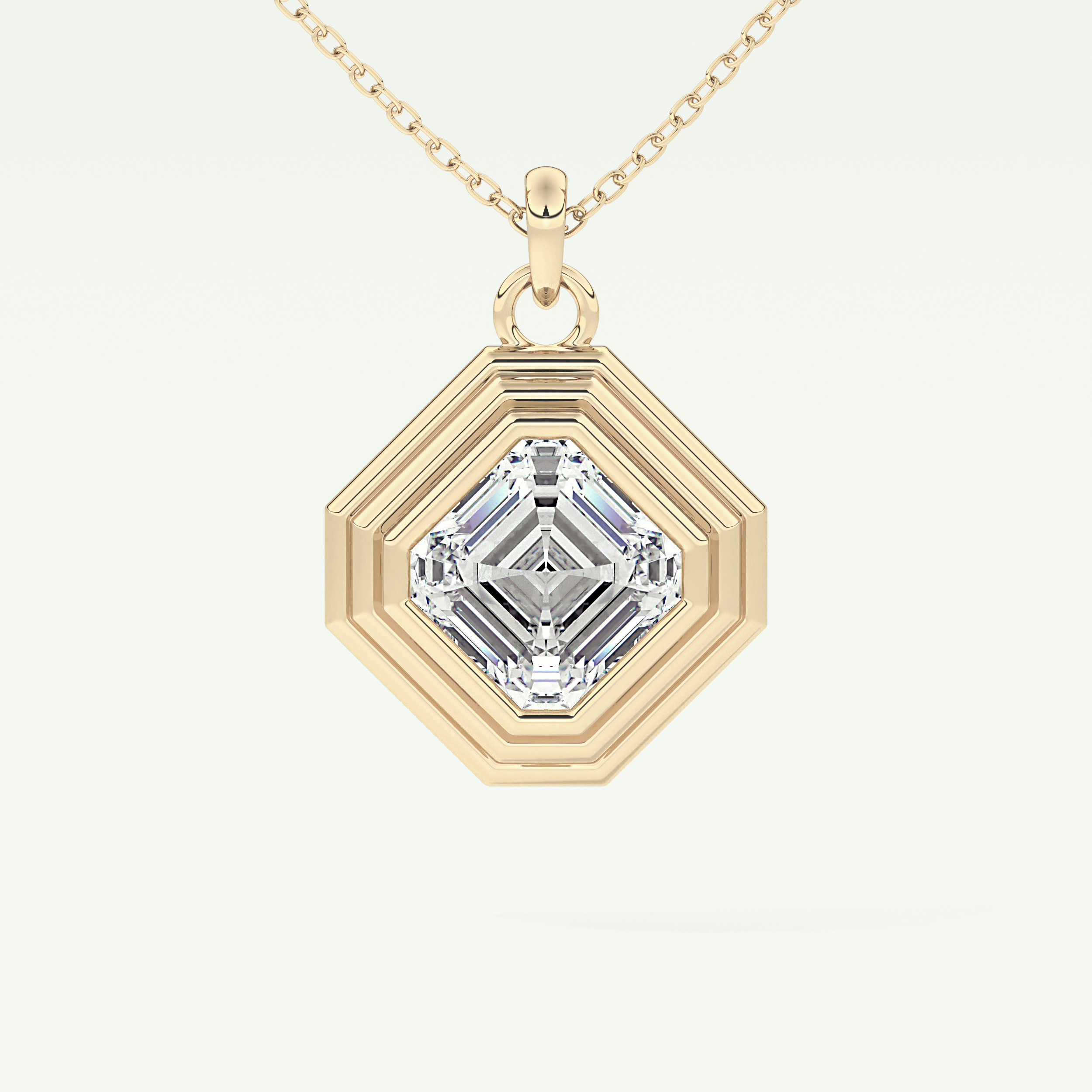 Elegant 1.5 CT Asscher Lab-Grown Diamond Solitaire & Bezel Necklace 1