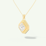 0.5-2 CT Asscher Lab-Grown Diamond Solitaire & Bezel Necklace