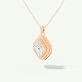 0.5-2 CT Asscher Lab-Grown Diamond Solitaire & Bezel Necklace
