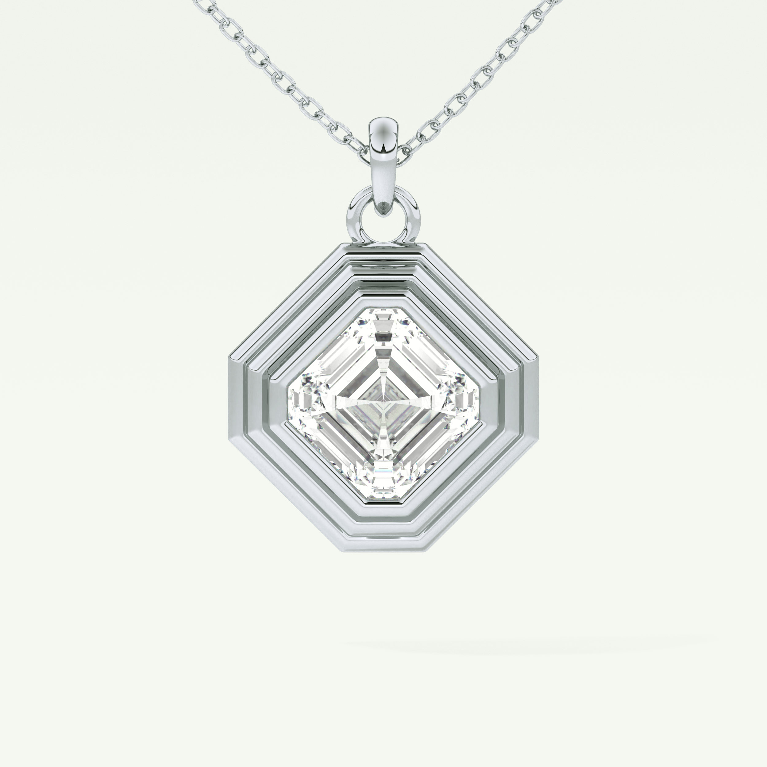 Elegant 1.5 CT Asscher Lab-Grown Diamond Solitaire & Bezel Necklace 13