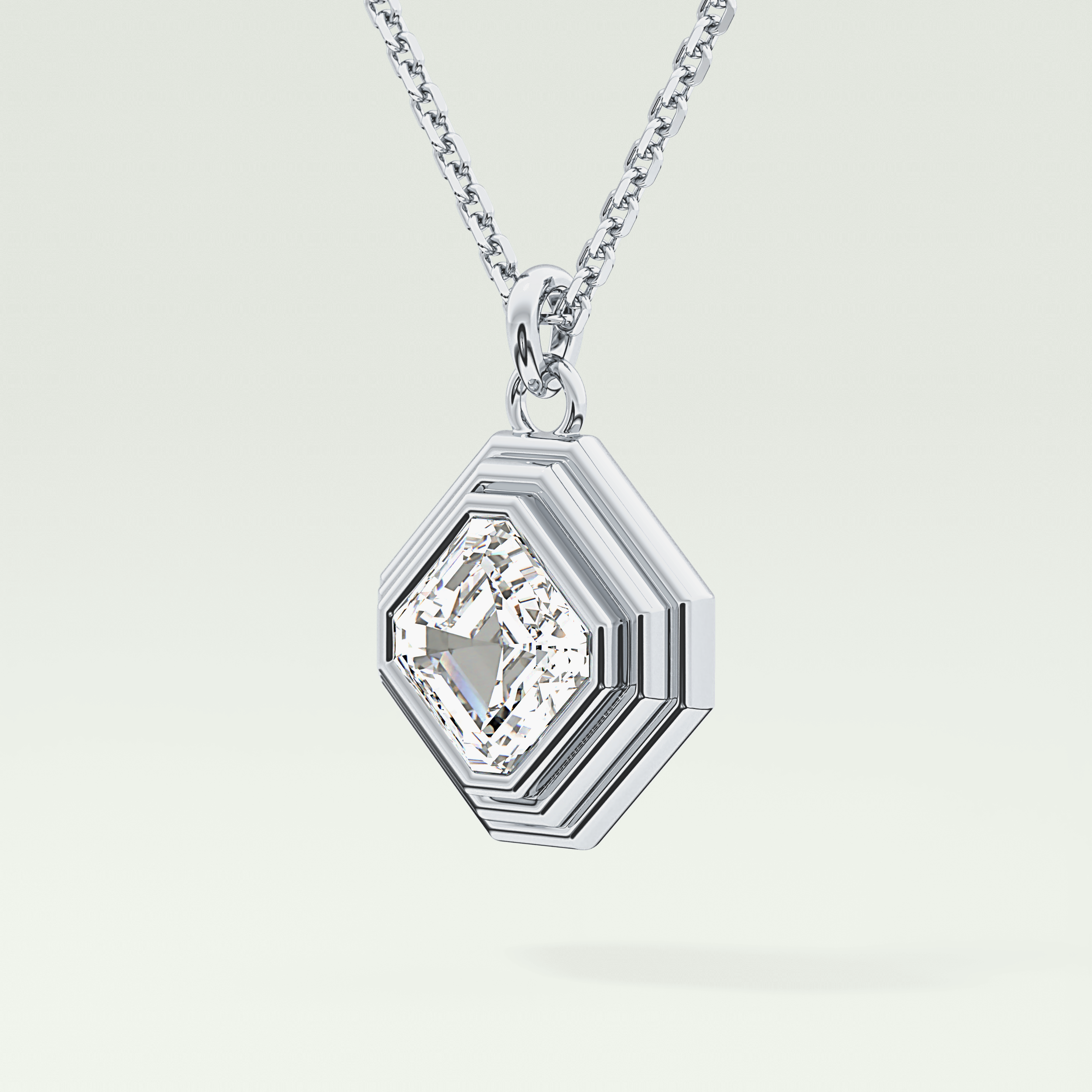 Elegant 1.5 CT Asscher Lab-Grown Diamond Solitaire & Bezel Necklace 14