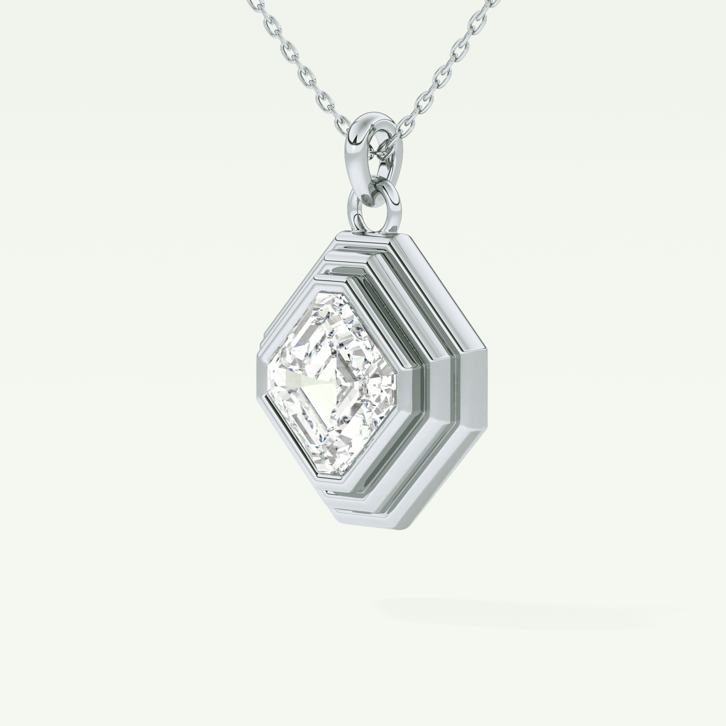 Elegant 1.5 CT Asscher Lab-Grown Diamond Solitaire & Bezel Necklace 15
