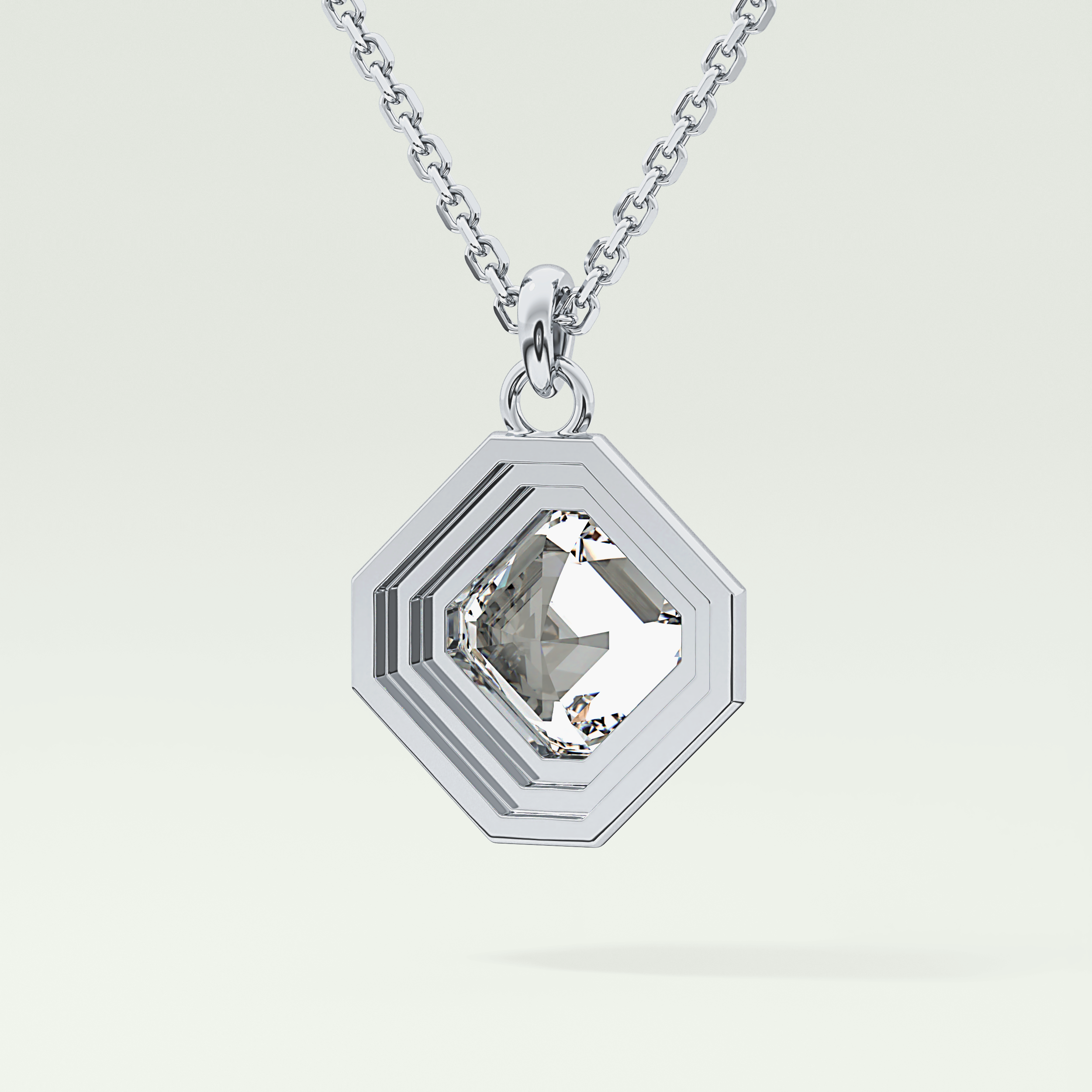 Elegant 1.5 CT Asscher Lab-Grown Diamond Solitaire & Bezel Necklace 16