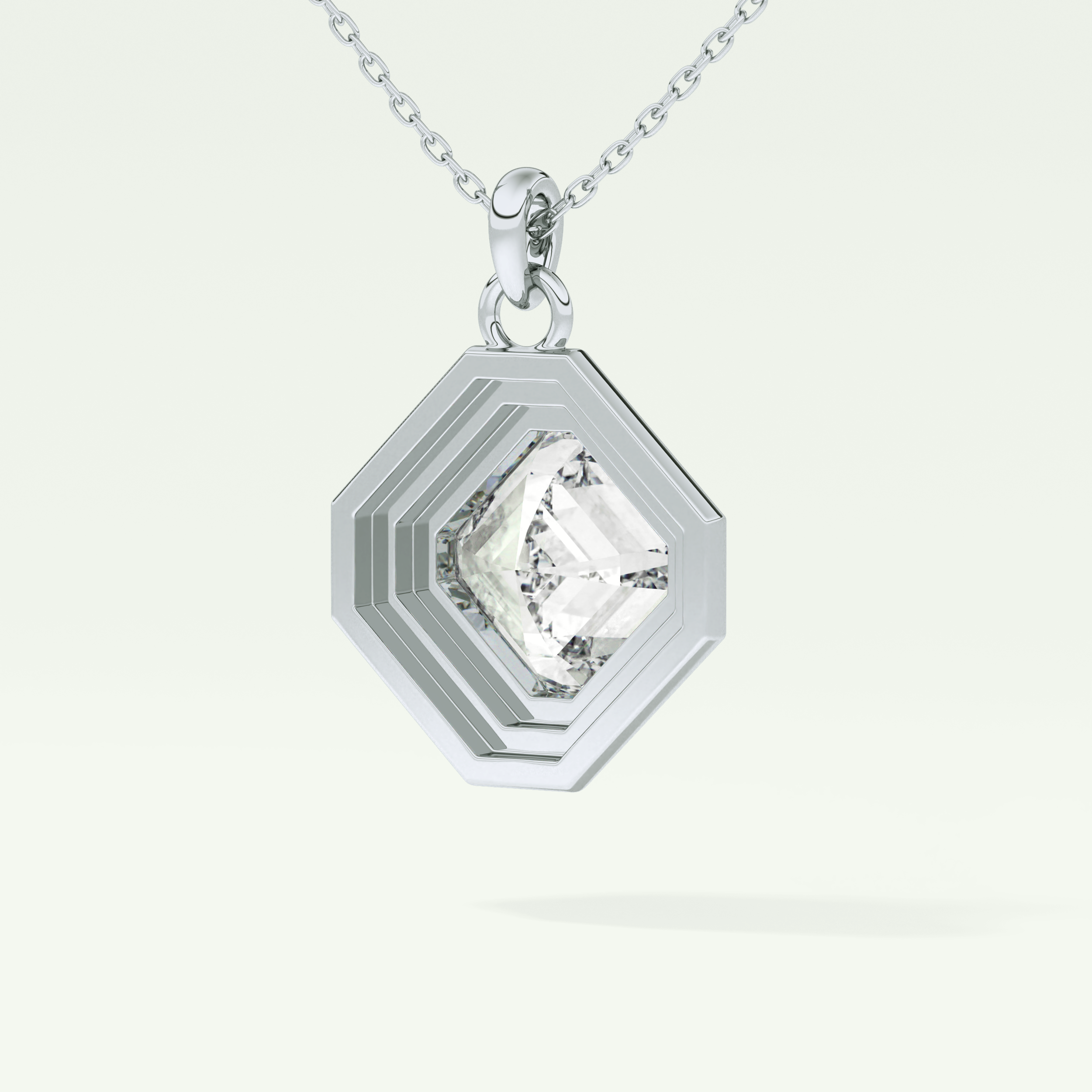Elegant 1.5 CT Asscher Lab-Grown Diamond Solitaire & Bezel Necklace 18