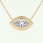 Elegant 1.5 CT Marquise Lab-Grown Diamond Solitaire & Bezel Necklace 1