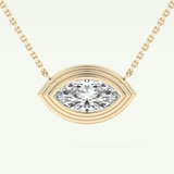 Elegant 1.5 CT Marquise Lab-Grown Diamond Solitaire & Bezel Necklace 1