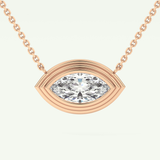 Elegant 1.5 CT Marquise Lab-Grown Diamond Solitaire & Bezel Necklace 7