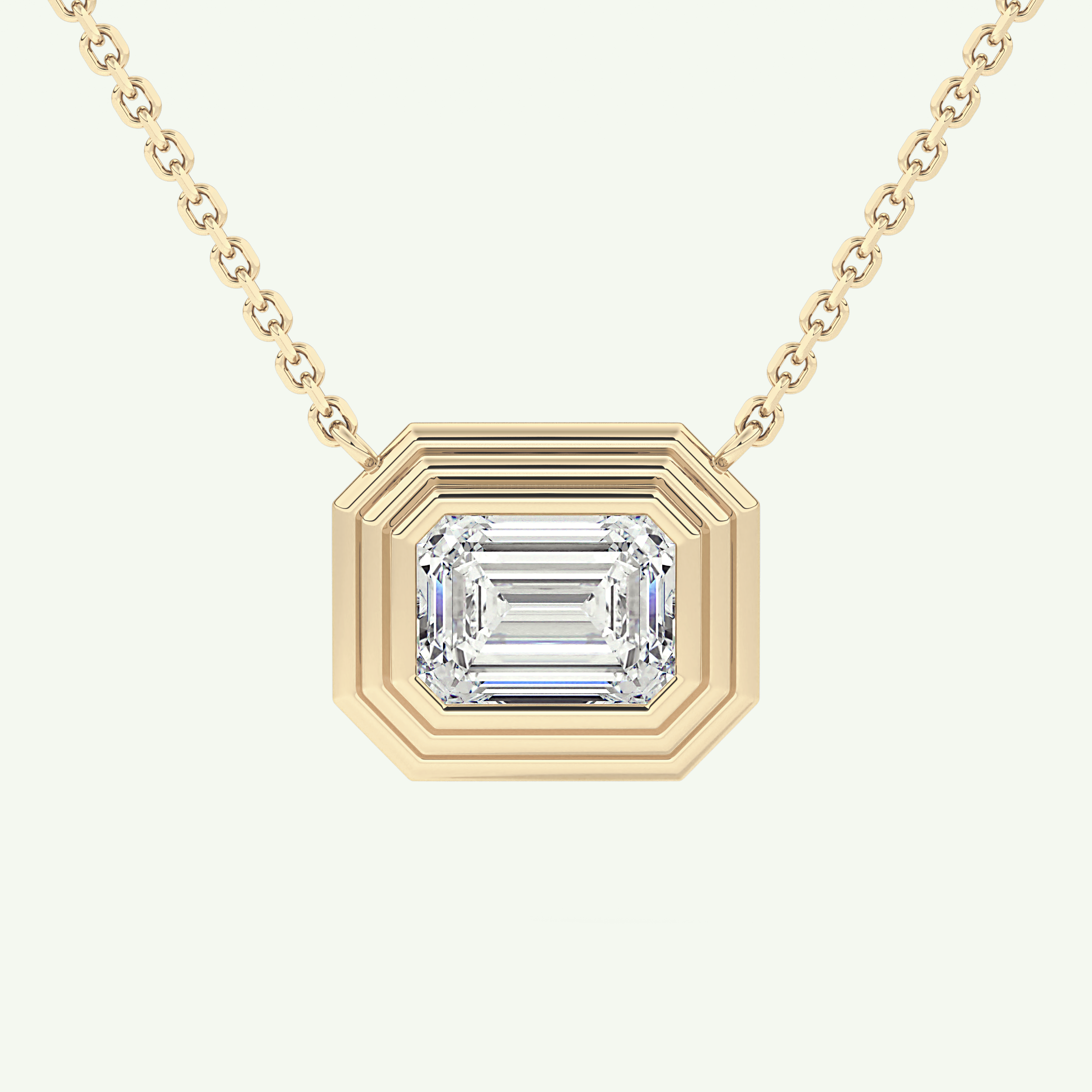 Elegant 1.5 CT Emerald Lab-Grown Diamond Solitaire & Bezel Necklace 1