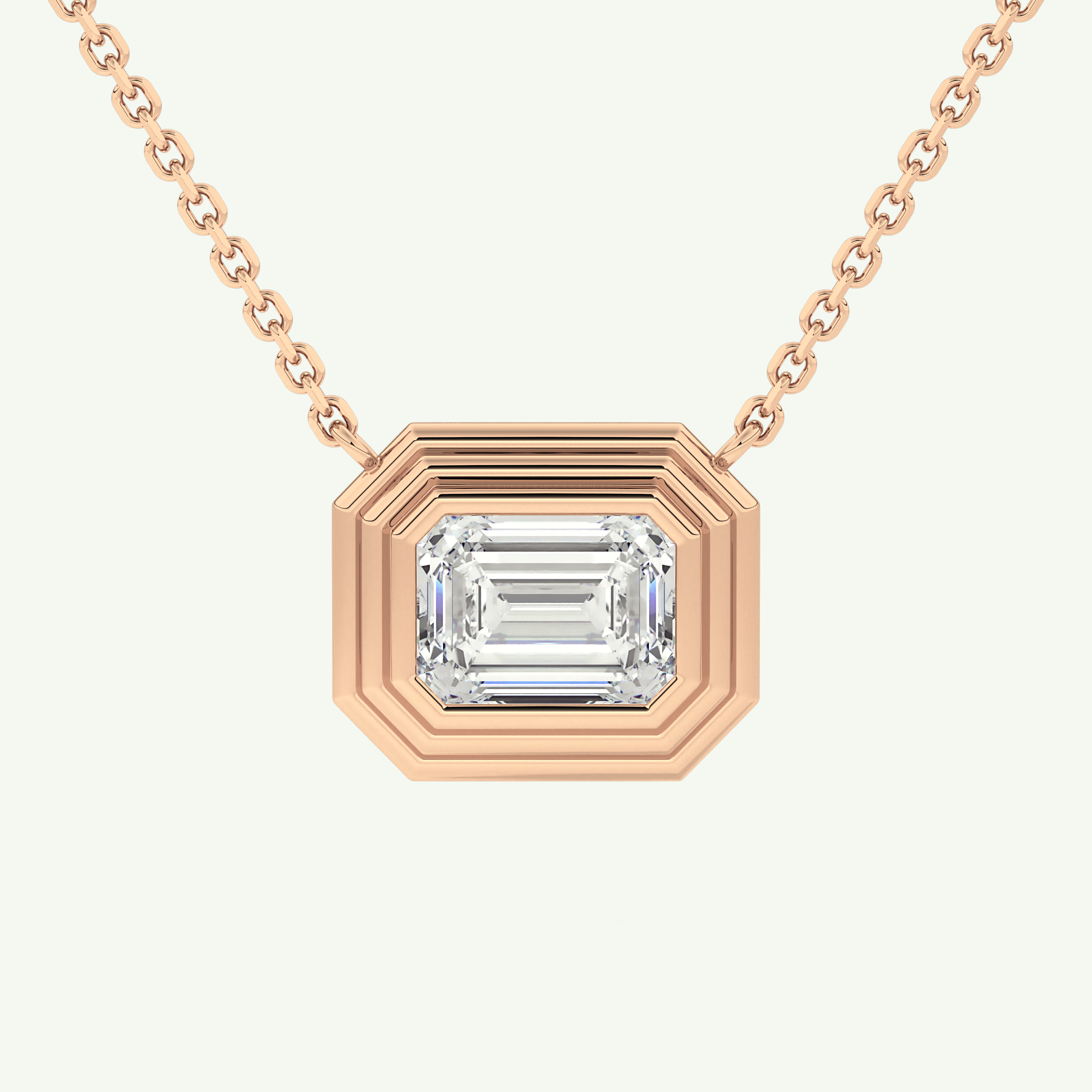 Elegant 1.5 CT Emerald Lab-Grown Diamond Solitaire & Bezel Necklace 7