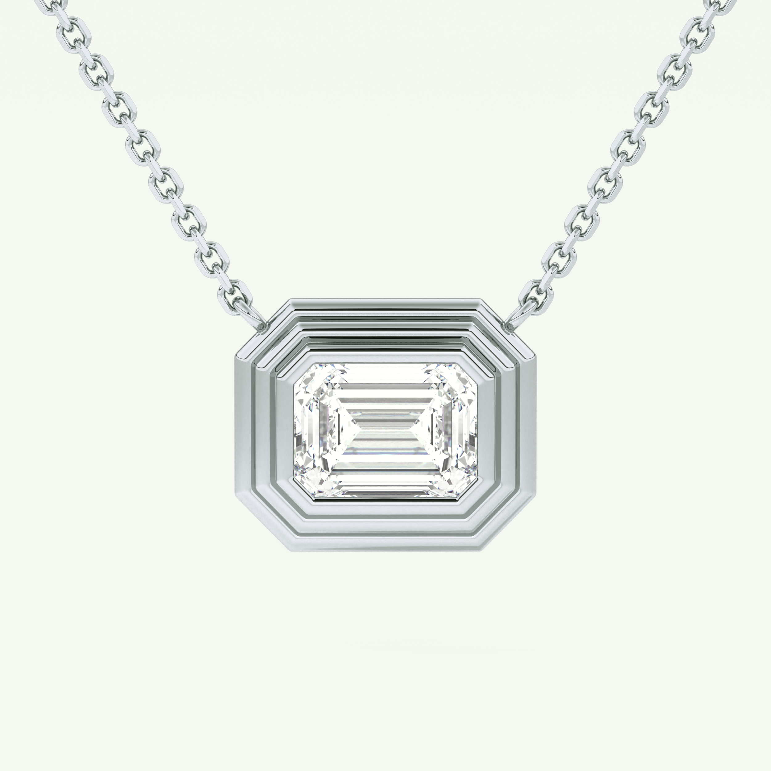 Elegant 1.5 CT Emerald Lab-Grown Diamond Solitaire & Bezel Necklace 13