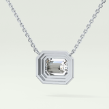 Elegant 1.5 CT Emerald Lab-Grown Diamond Solitaire & Bezel Necklace 16