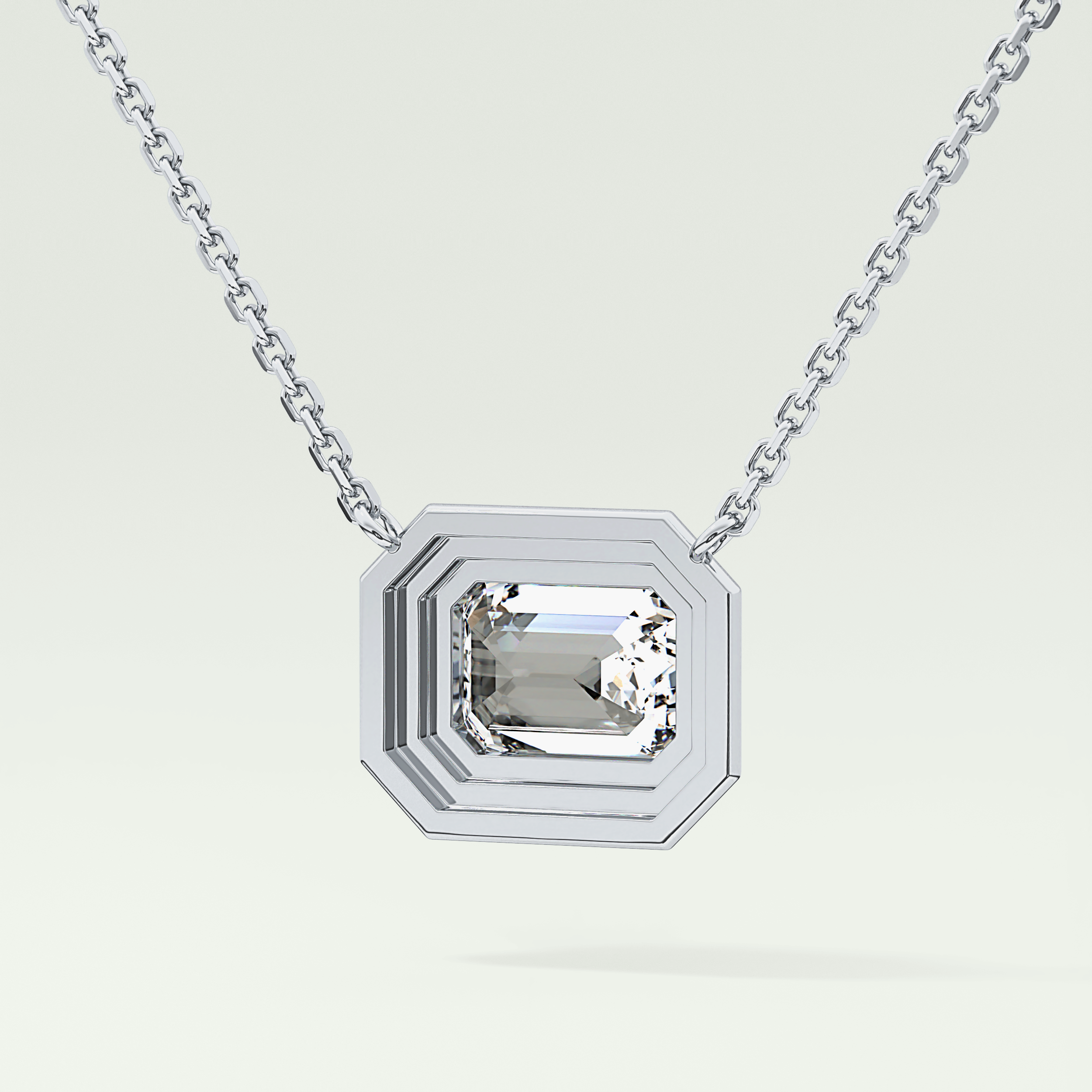 Elegant 1.5 CT Emerald Lab-Grown Diamond Solitaire & Bezel Necklace 16