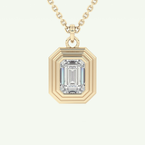 Elegant 1.5 CT Emerald Lab-Grown Diamond Solitaire & Bezel Necklace 1
