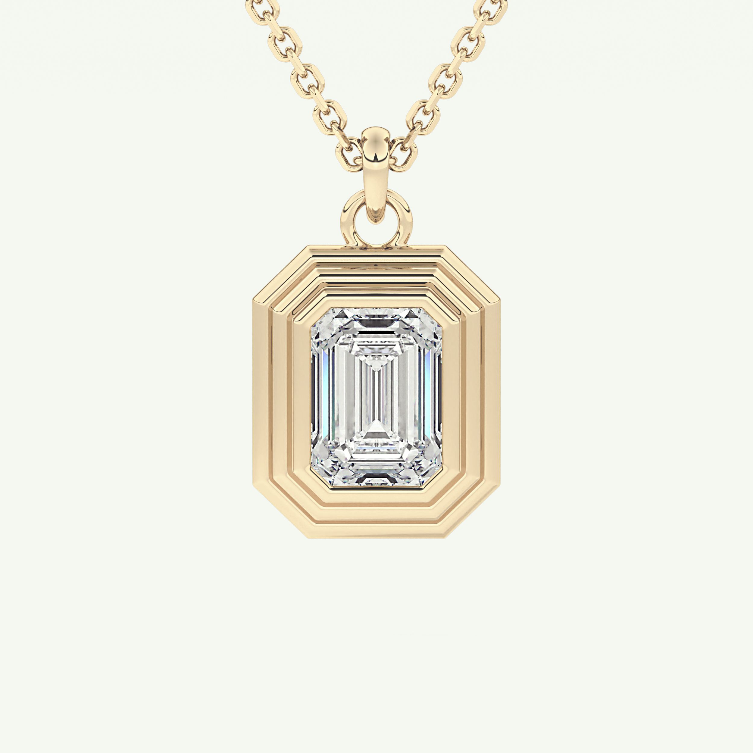 Elegant 1.5 CT Emerald Lab-Grown Diamond Solitaire & Bezel Necklace 1