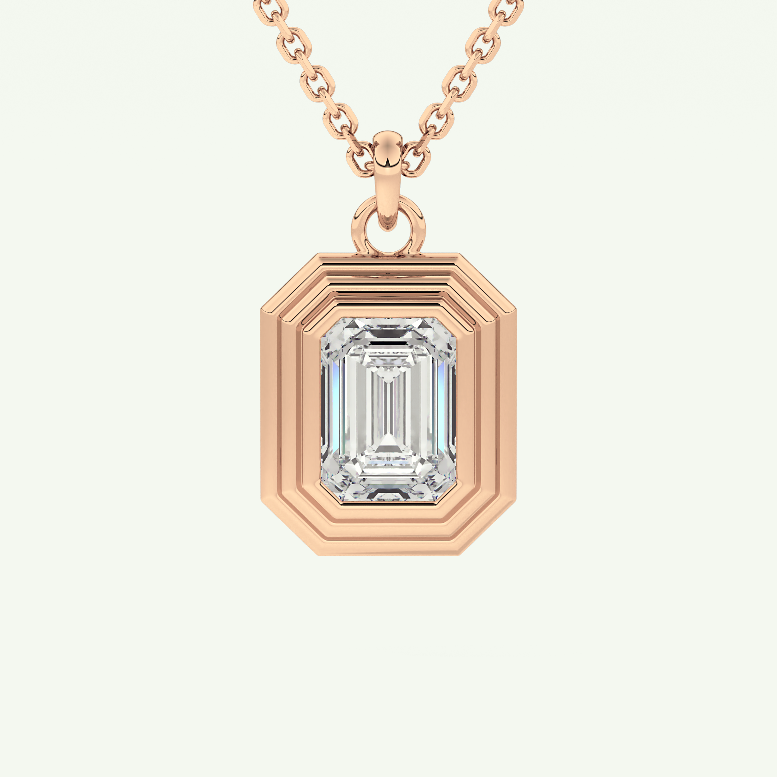Elegant 1.5 CT Emerald Lab-Grown Diamond Solitaire & Bezel Necklace 7
