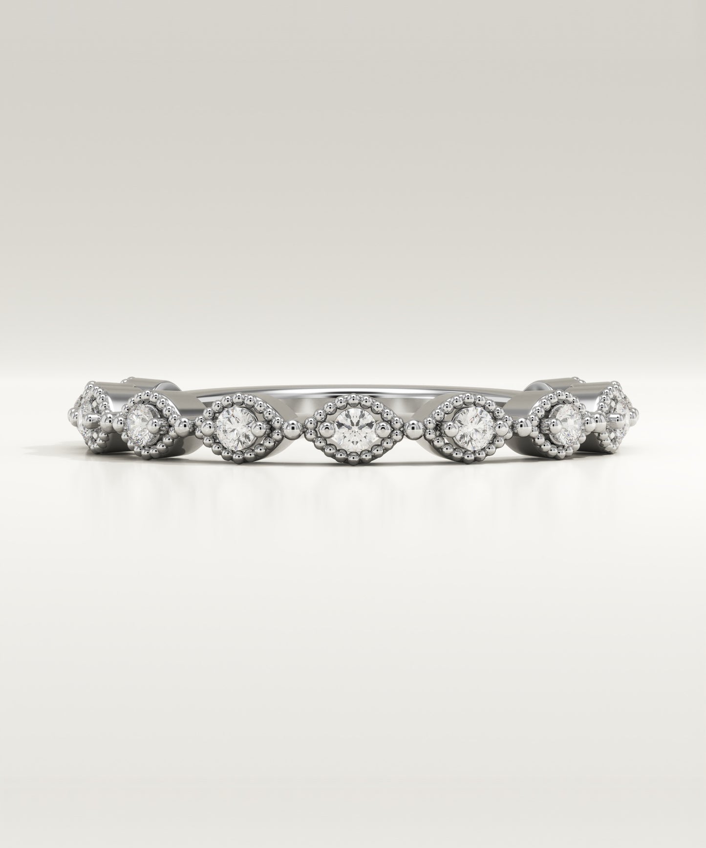 0.16 TCW Round Moissanite Half Eternity Wedding Band (US Size 5.75 Ready To Ship)