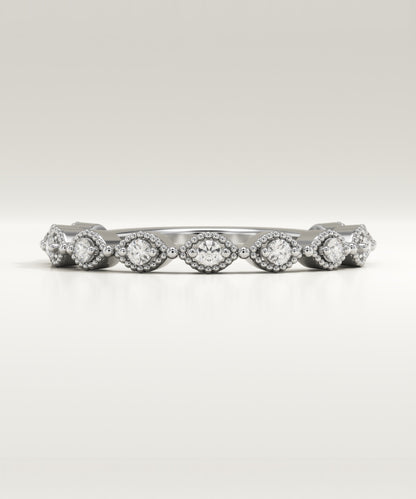 0.16 TCW Round Moissanite Half Eternity Wedding Band (US Size 5.75 Ready To Ship)