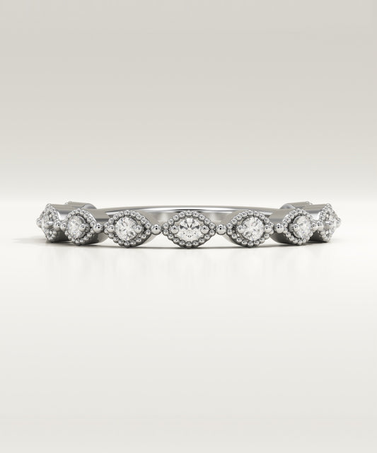 0.16 TCW Round Moissanite Half Eternity Wedding Band (US Size 5.75 Ready To Ship)