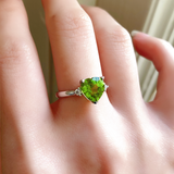 2.11 CT Heart Cut Three Stone August-Peridot Birthstone Engagement Ring