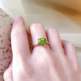 2.11 CT Heart Cut Three Stone August-Peridot Birthstone Engagement Ring