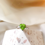 2.11 CT Heart Cut Three Stone August-Peridot Birthstone Engagement Ring