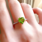 1.83 CT Heart Cut Pave August-Peridot Birthstone Engagement Ring