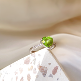1.83 CT Heart Cut Pave August-Peridot Birthstone Engagement Ring
