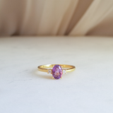 0.47 CT Oval Cut Three Stone February-Amethyst Birthstone Engagement Ring
