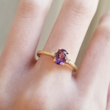 0.47 CT Oval Cut Three Stone February-Amethyst Birthstone Engagement Ring